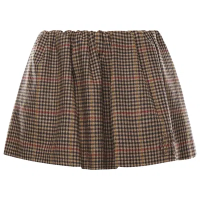 Pre-owned Miu Miu Houndstooth Mini Skirt 'brown' | Women's Size 36