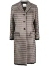 Miu Miu Houndstooth-pattern Single-breasted Coat In Brown