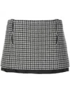 Miu Miu Houndstooth-pattern Virgin-wool Miniskirt In Grau