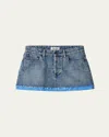 Miu Miu Hybrid Mini Denim Skirt In F0013 Azzurro