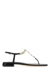 Miu Miu Crystal-embellished Leather Sandals In Nero