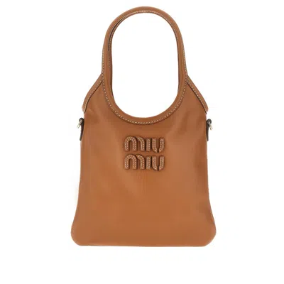 Miu Miu Ini 'ivy' Leather Bag In Brown