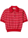 Miu Miu Intarsia-knit Logo Polo Shirt In Red