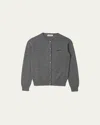 Miu Miu Logo-intarsia Fine-knit Cardigan In F0480 Ardesia