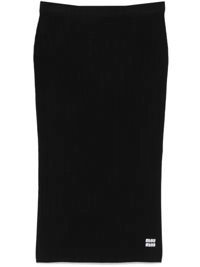 Miu Miu Rock Mit Intarsien-logo In Schwarz