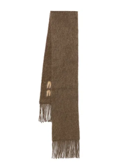 Miu Miu Intarsien-schal Mit Logo In Braun