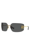 Miu Miu Mu 54ys 80 Rimless Titanium Wrap Sunglasses In Gray Solid