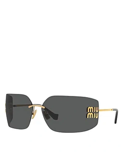Miu Miu Mu 54ys 80 Rimless Titanium Wrap Sunglasses In Dark Grey