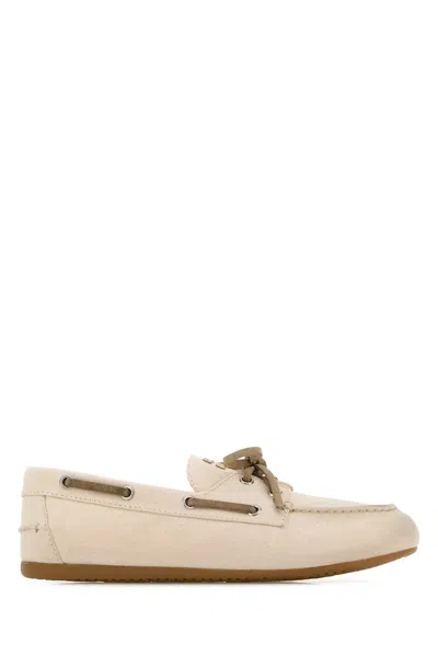 Miu Miu Ivory Canvas Loafers In Neutral