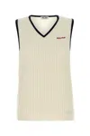 Miu Miu Sleeveless Ribbed Cashmere Gilet In Naturaleblu