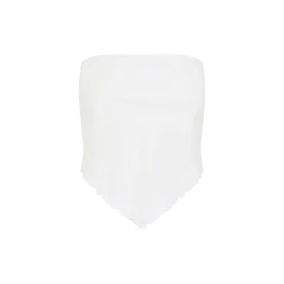 MIU MIU MIU MIU IVORY COTTON AND LINEN TOP