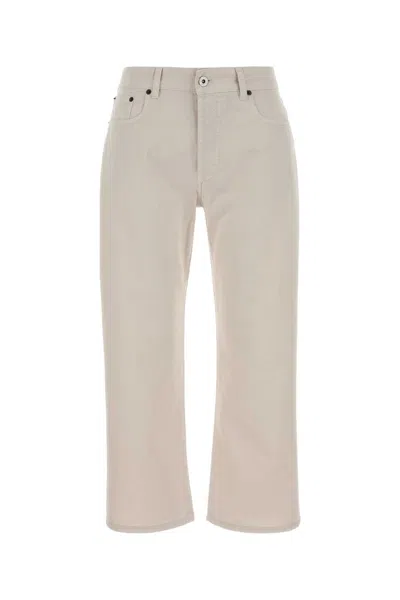 Miu Miu Ivory Cotton Pant In Brown