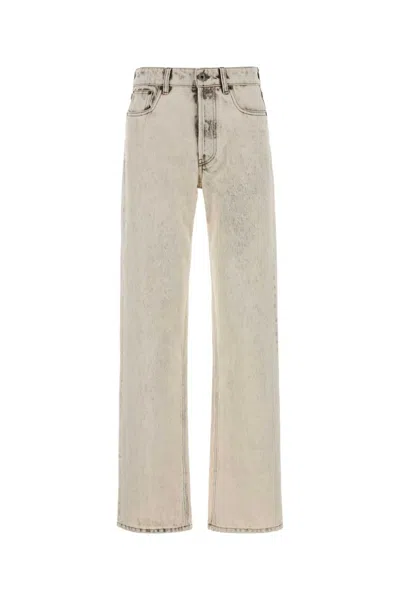 Miu Miu Ivory Denim Jeans In Gray