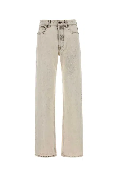 Miu Miu Denim Jeans Belt Loops Front Back Pockets In White