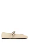 Miu Miu Off White Buckle Strap Ballet Flats