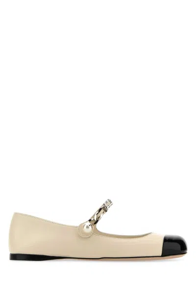 Miu Miu Ankle Strap Ballerinas In Avorionero