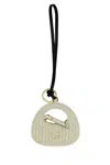 Miu Miu Quilted Leather Keyring Hardware In Black