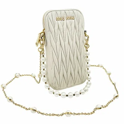 Pre-owned Miu Miu Ivory Leather Phone Wallet ()