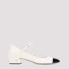 Miu Miu Leather Block Heel Pumps With Round Toe In Nude & Neutrals