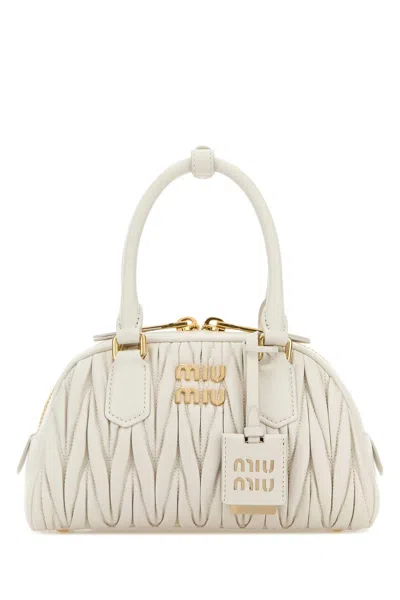 Miu Miu Ivory Nappa Leather Arcadie Handbag In Neutral