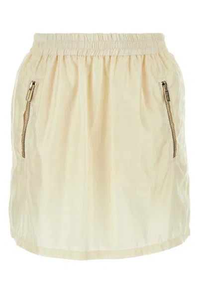 Miu Miu Ivory Nylon Mini Skirt In Avorio