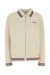 Miu Miu Cotton Cardigan Stripes Detail In Neutral