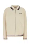 Miu Miu Cotton Cardigan Stripes Detail In Neutral
