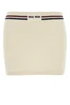 Miu Miu Ivory Stretch Crochet Mini Skirt In Neutral