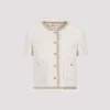 Miu Miu Check-pattern Tweed Jacket In Nude & Neutrals