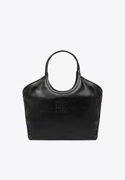 Miu Miu Ivy Aged Nappa Leather Shoulder Bag In Brown
