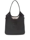 Miu Miu Ivy Leather Tote Bag In Black