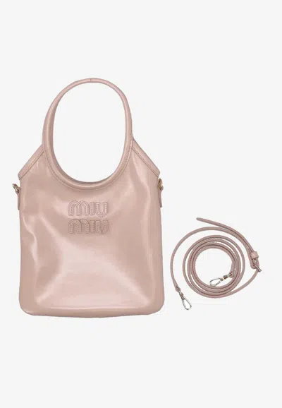 Miu Miu Ivy Calf Leather Top Handle Bag In Pink