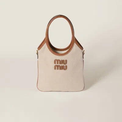 MIU MIU IVY CANVAS AND LEATHER BAG