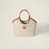 Miu Miu Large Canvas-leather Ivy Tote Bag In Beige/brandy