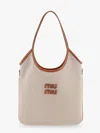 Miu Miu Ivy Canvas Shopping Bag In Sand
