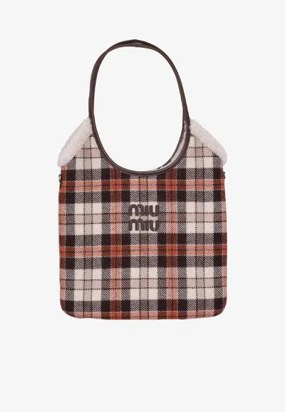 Miu Miu Ivy Checked Shoulder Bag In Multi