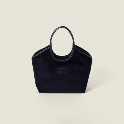 Miu Miu Ivy Corduroy Shopping Bag In Navy