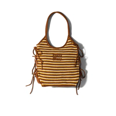 Miu Miu Ivy Crochet Bag In Brown