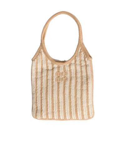 Miu Miu Ivy Crochet Bag In Brown
