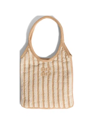 Miu Miu Ivy Crochet Bag In Neutral