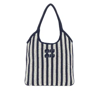 Miu Miu 'ivy' Crochet Cotton Tote Bag In Multi