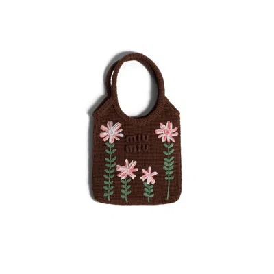 Miu Miu Ivy Crochet Handbag In Yellow