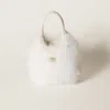 Miu Miu Ivy Crochet Handbag With Feathers In White