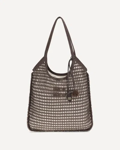 Miu Miu Ivy Crochet Shoulder Bag In Brown