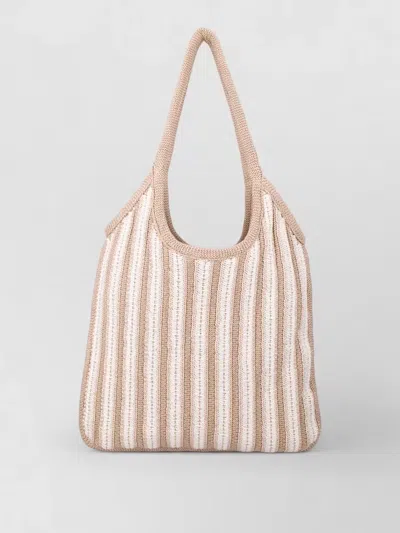 Miu Miu Ivy Crochet Striped Oversized Tote Bag