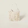 Miu Miu Ivy Embroidered Gabardine Bag In Chalk