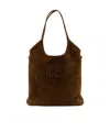 Miu Miu Ivy Suede Logo-detail Shoulder Bag In Brown