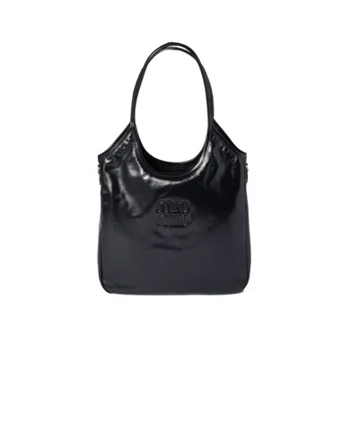 Miu Miu Ivy Leather Bag In Black
