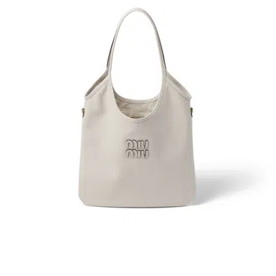 Miu Miu Ivy Leather Bag In Chalk White