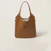Miu Miu Ivy Shopper Mit Logo-applikation In Cognac